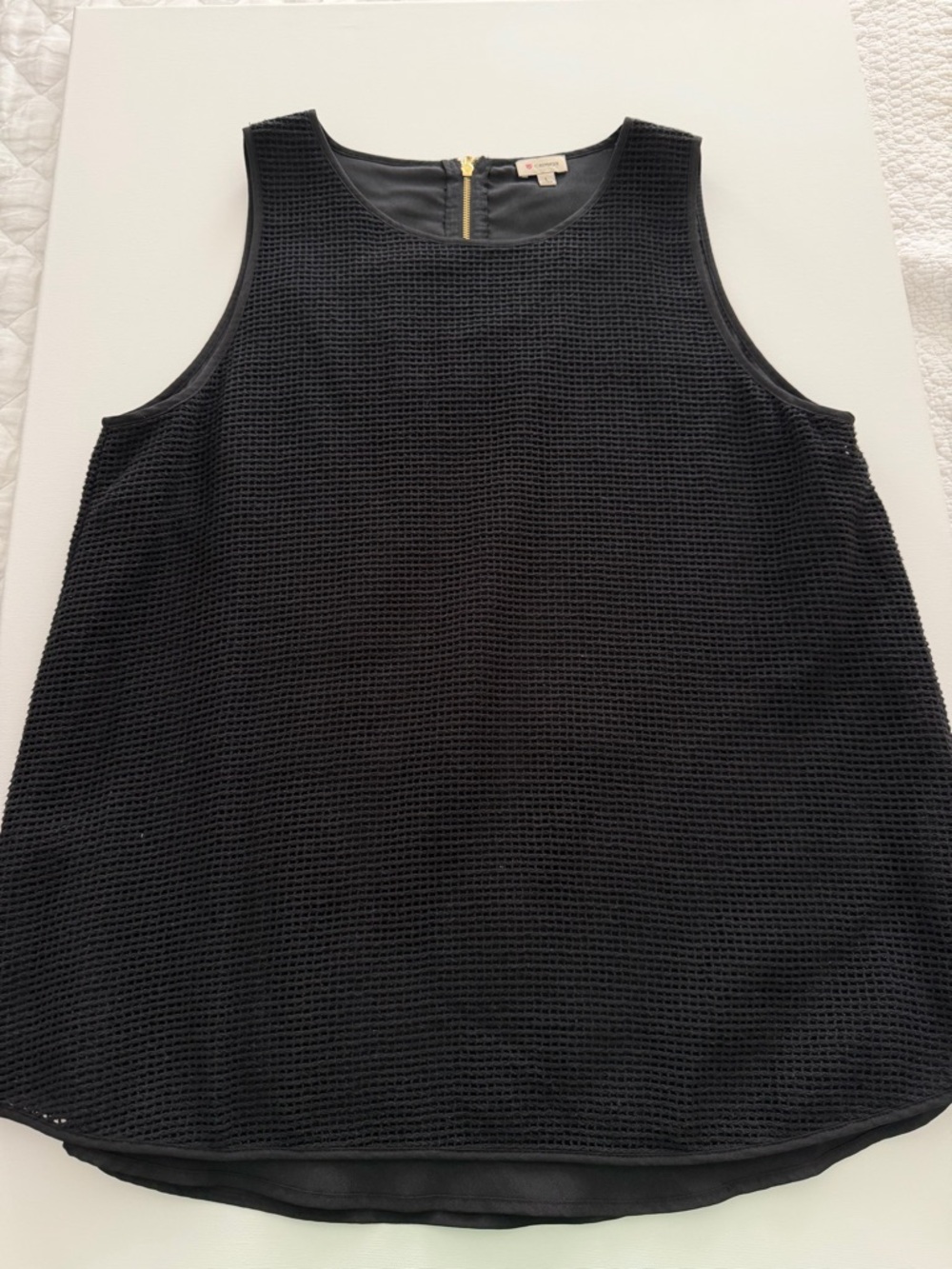 Daniel Cremieux Black Textured Sleeveless Tank Top